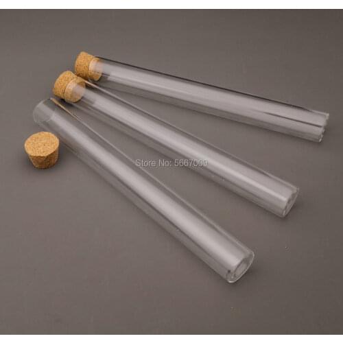 20pcs/pack Lab 18x150mm clear Flat Bottom Glass Test Tubes With Cork Wooden Stoppers for Laboratory Container