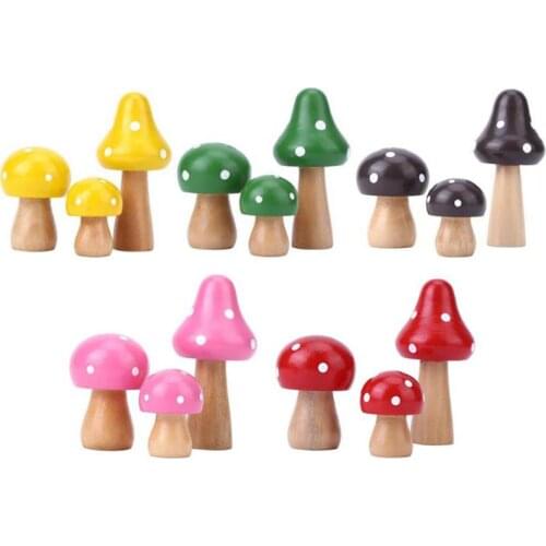3 Pcs/Set Creative Fashion Home Decorations Cute Solid Wood Mushroom Ornaments Desk Decoration Accessories