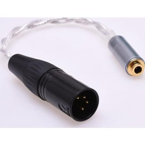 4-Pin XLR Male to 4.4mm Female Balanced Audio Adapter Silver Plated Shield Cable Compatible Sony NW-WM1Z 1A MDR-Z1R TA-ZH PHA-2
