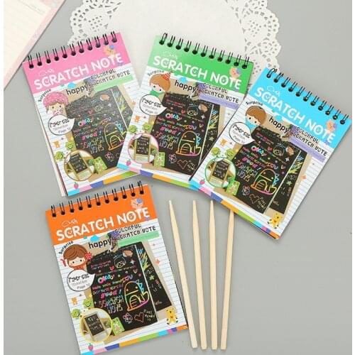 6 books Thicker DIY Scraping Scraping and Painting Book for Children Cute Sticky Notes Kawaii Sticker Sheet