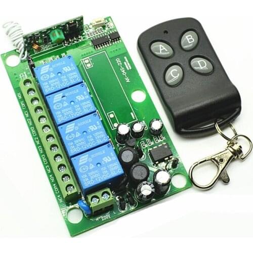AC 85v~250V 4CH RF Wireless Remote Control Relay Switch Security System Garage Doors, Electric Doors & 1 x Receiver 1x Transmit