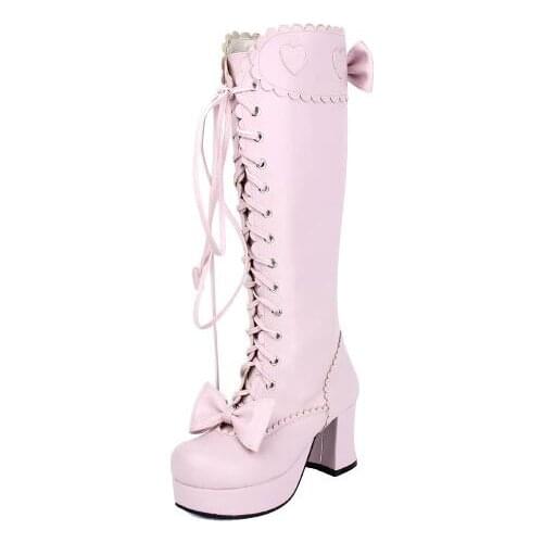 Angelic imprint mori girl Women punk motorcycle boots lady lolita Boots woman princess high wedges heels pumps platform bowtie