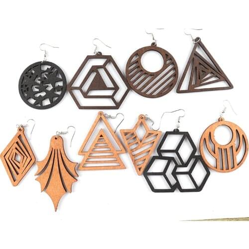Free shipping!2022 Natural Wooden Earrings Geometric Jewelry For Woman Girls