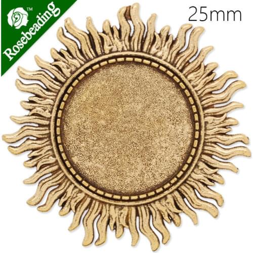 25mm brooch blank,brooch bezel,sunshine shape around,zinc alloy,lead and nickle free,sold by 10pcs/lot-C4074