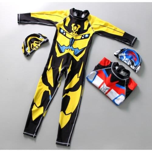 One-piece Boys Childrens Swimwear Long-sleeved Kids Bathing Suit Swimwear Kids Summer 2019 Children Cartoon Child Drying