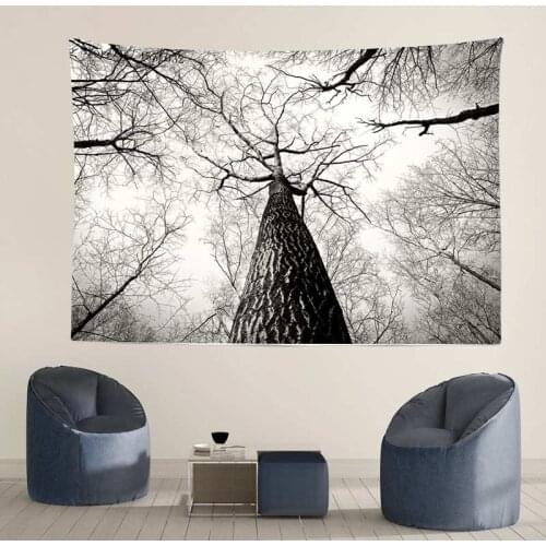 Black And White Big Trees Tapestry Home Decor Wall Hanging Tablecloth Picnic Mat Outdoor Sleeping Pad Photo Background TT43