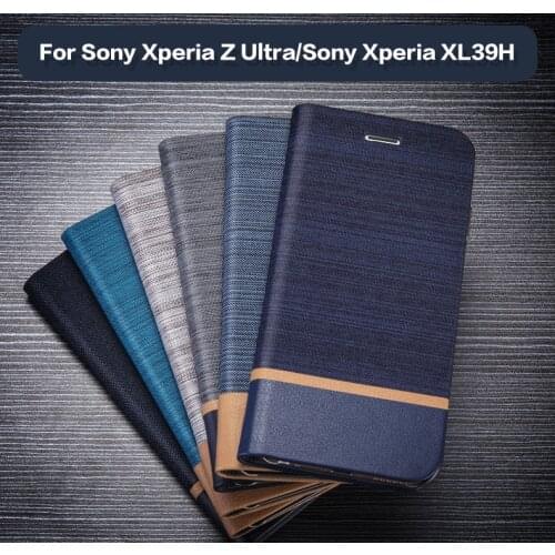 Business Leather Phone Bag Case For Sony Xperia Z Ultra Flip Case Tpu Soft Silicone Back Cover For Sony Xperia XL39H Book Case