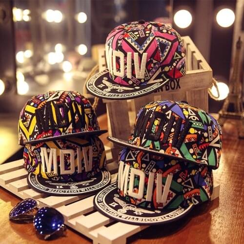 Parent-Child Childrens Hat Baby Girl Summer MDIV Letter Embroidery Hit Color Totem Flat Edge Hip Hop Hat Baby Boy Sun Hat Tide
