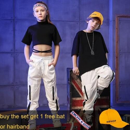 Kids Dancewear Girls Midriff Boys Solid Loose T-shirt Children Outfit Running Pants Fashionwear