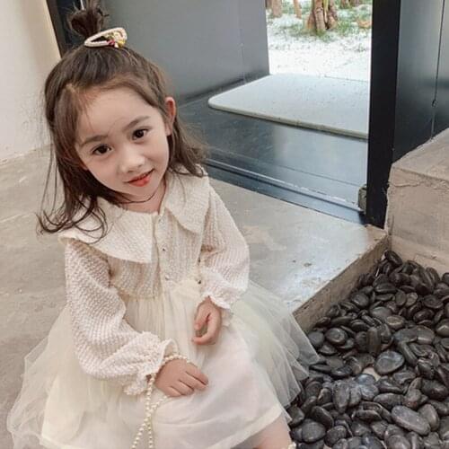 DFXD Toddler Girls Yarn Party Dresses 2020 Spring Fashion Clothing Full Sleeve Princess Dress Kids Vestido 2-7T Children Dress