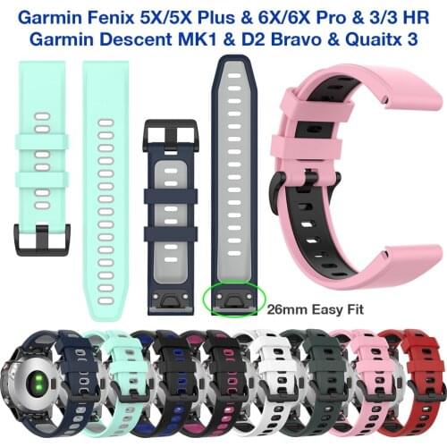 Fenix 5X/6X Sapphire GPS Strap Colorful Silicone Watch Band for Garmin Fenix 6X Pro/5X Plus/3 HR/Descent mk1/TACTIX DELTA 26mm