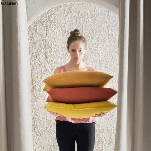GXClinen Envelope Pillowcase 100% Linen Cushion Cover Soft Flax Home Bed Sofa Housewife Pillow Case 65x65cm 1 Pcs Free Shipping
