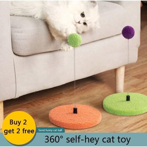 Cat Toy Interactive Spring Ball Self-play Cat Stick Relieve Boredom Bite-resistant Kitten Accessories Cat Supplies
