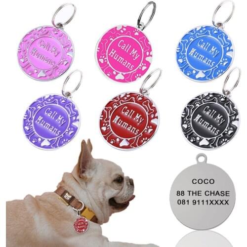 Free Engraved Pet Dog ID Tag Personalized Cat Puppy ID Tag Pet Dog Collar Accessories Custom Dogs Anti-lost Name Tags Pendant