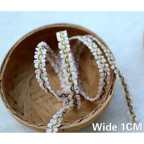 1CM Wide Exquisite Polyester Embroidered Ribbon Decorative 3d Flowers Lace Fabric Dress Collar Trim Webbing Sewing Guipure Decor
