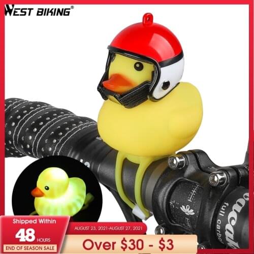 Cute Bike Bell Waterproof Silica Gel Cartoon Duck Light with Horn Cycling MTB Road Bike Accessories Handlebar Bells Random Color