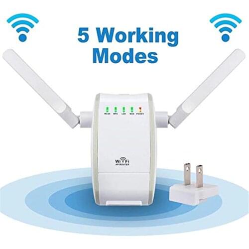 300Mbps Mini Wireless Wifi Signal Booster Repeater with 2 RJ45 Port Dual Antenna With AP Repeater Router Client Bridge Modes