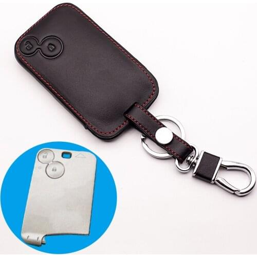 Fashion men Super quality car key chain key chain cover for Renault 2 buttons 100% leather key bag dust collector auto part