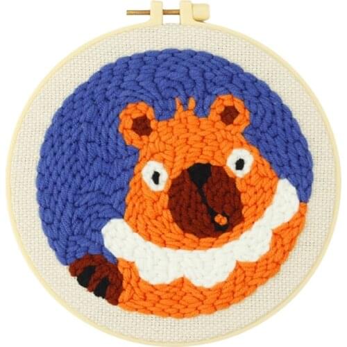 Punch Needle Embroidery Kits for Beginner Contains Threader Embroidery Hoop Yarn All Materials Tools Easy DIY Bear Full Set