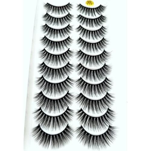 NEW 10 Pairs 3D Soft Mink Hair False Eyelashes Handmade Crisscross Wispy Fluffy Long Lashes Natural Eye Makeup Tools Eye Lashes