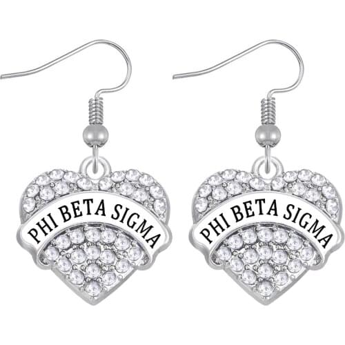 New fashion Greek society fraternity jewelry Drop Earrings PHI BETA SIGMA heart shaped crystal inlay metal pendant eardrop