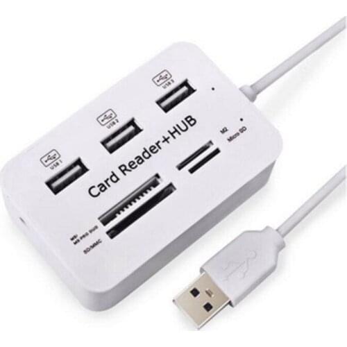 New Portable All In One USB 2.0 Hub 3 Ports With USB Card Reader Hub 2.0 480Mbps Combo For MS/M2/SD/MMC/TF For PC Laptop