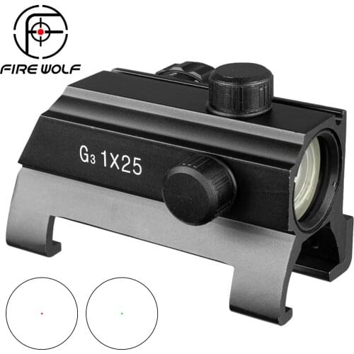 Fire Wolf Tactical Red Dot G3 1X25 MP5 Bevel Red/Green 5MOA Illumination Dot Sight Hunting Riflescope Red Dot Sight