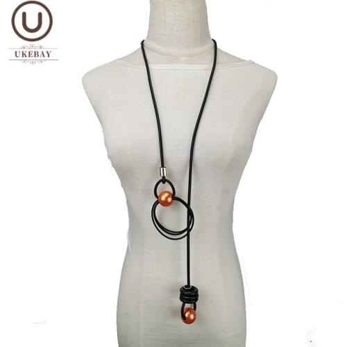 UKEBAY Different Wears Necklaces Designer Handmade Jewelry Women Pearl Statement Necklace Rubber Chain Gift Female Accessories