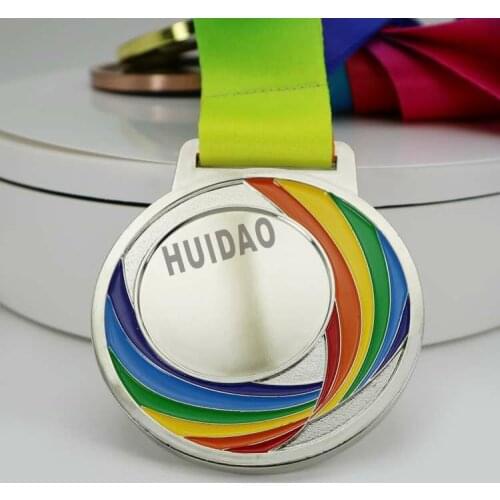 1PCS Laciness Blank Metal Medals with Tape Plating Silver Color Double Side Have Blank Part for Paste Logo