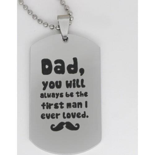 Ufine jewelry Dad gift pendant army card Dad, you will always be the first man i ever.. stainless steel customed necklace N4390