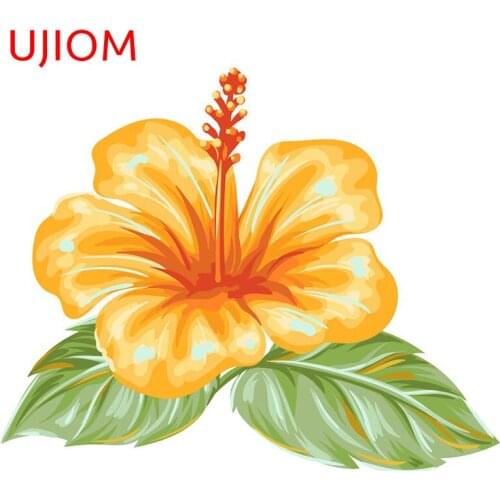 UJIOM Tropical Hibiscus Flower Home Decoration Living Room Decor Wall Stickers Waterproof Funny Bedroom Decor Mural Art