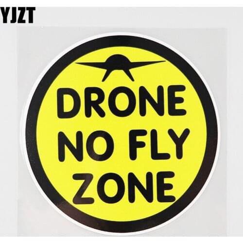YJZT 12.2CM×12.2CM Attention Drone No Fly Zone Decal PVC Car Sticker12C-0697