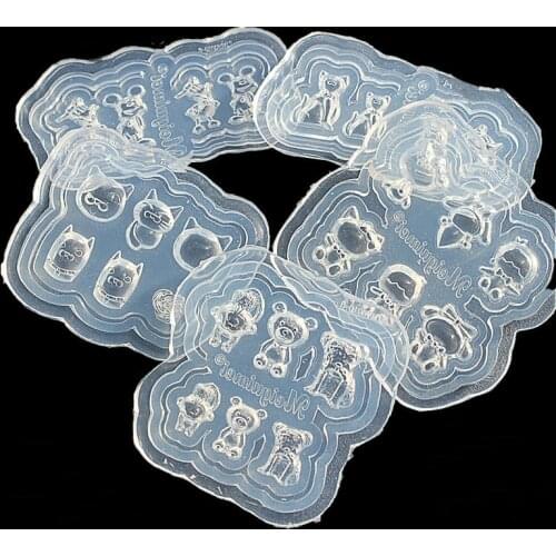 UV Resin Jewelry Liquid Silicone Mold Cartoon Animal Cat Bear Resin Charms Molds For DIY Intersperse Nail Art Jewelry Mold