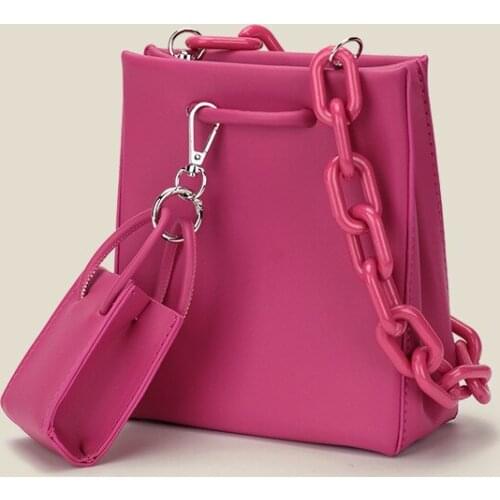Fashion Trend Women Small Crossbody Bag Leather Shoulder Handbag Classic Candy Color Luxury Lady Messenger Bag 2Pcs/Set