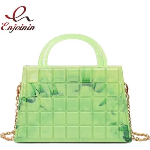 Sweet Plaid Acrylic Box Party Clutch Fashion Purses and Handbags for Women Designer Chain Shoulder Bag Female Crossbody Bag 2021