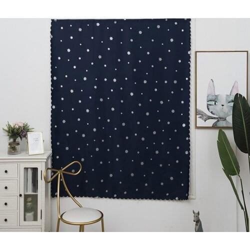 1PC 130X80cm Modern Semi-blackout Designed Snowflake Window Curtain Solid Color Simple Fashion Punch-free Curtain