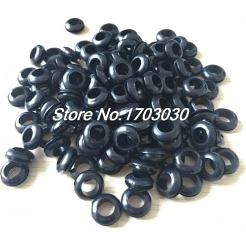 100pcs 10mm x 16mm Black Rubber Wiring Grommets Ring Cable Protector