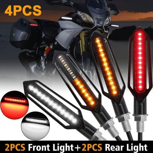 4PCS LED Motorcycle Turn Signal Flowing Water Indicator Running Brake Tail Light Running Lamp frecce moto intermitentes moto