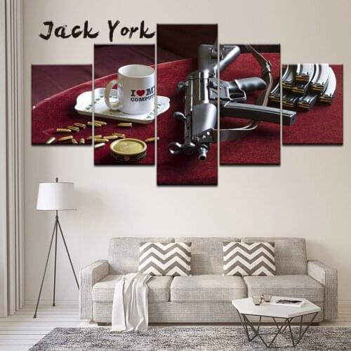 Canvas Painting game rifle and bullet 5 Pieces Wall Art Painting Modular Wallpapers Poster Print for living room Home Decor