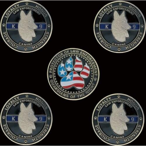 5PCS United States K9 Dog Loyalty Honor Commemorative Gold Coins Collectibles