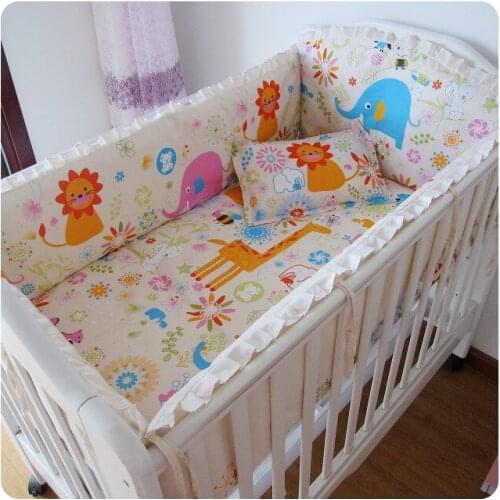 6PCS baby crib bedclothes crib bedding set ropa de cuna (bumper+sheet+pillow cover)