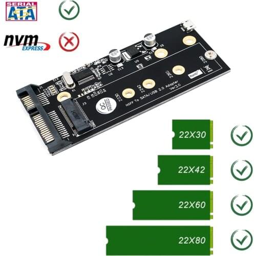 NGFF M.2 KEY B to SATA 2.5 with USB 2.0 and 3.5 HDD Cage Adapter