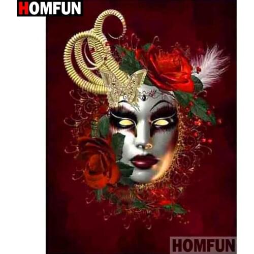 HOMFUN Full Square/Round Drill 5D DIY Diamond Painting "Mask beauty"3D Diamond Embroidery Cross Stitch Home Decor A20164
