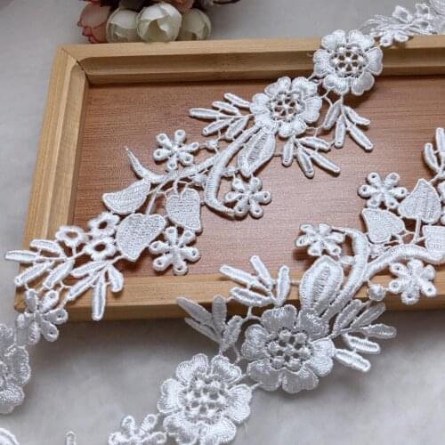 White Venice Embroidery lace Trim French flower lace ribbon fabric Guipure DIY trim Wedding dress sewing Patchwork Craft 2 yards
