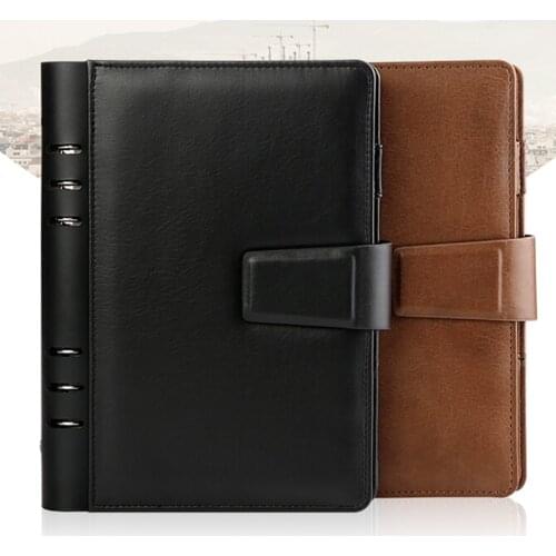 Logo Customize Notebook Genuine Leather Writing Pads Spiral Diary A5 Travelers Journal Office Binder Magnet Button Planner