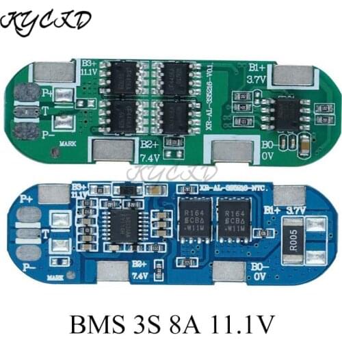 BMS 3S 8A 11.1V 12.6V 18650 Lithium Battery Cell Charger Protection Board PCB BMS 3S Power Bank Charging For Electric Toys Tools
