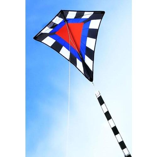 Large Rhombus Colorful grid Kite Long Tail Nylon Outdoor Surf Kids Toys Flying Kid With Kite Kites Outdoor Line For Children