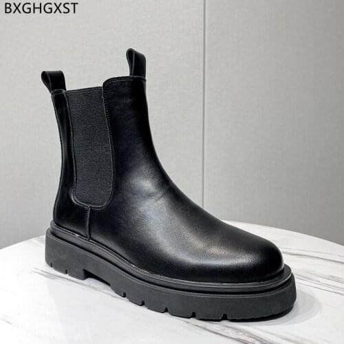 Black Ankle Boots Men Designer Shoes Chelsea Boots for Men Male Fashion Man Casual Shoes Leather Boots for Man 2021 Chaussure