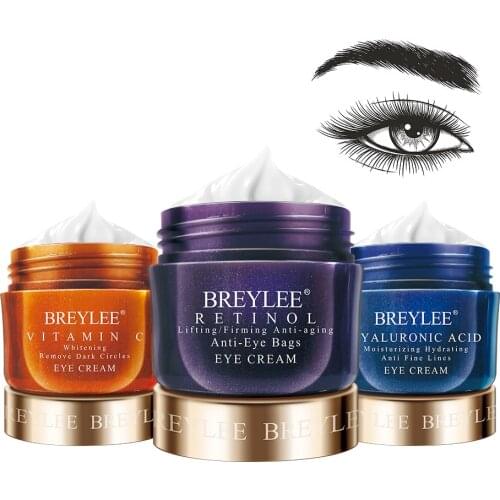 BREYLEE Eye Cream Hyaluronic Acid Moisturizing Vitamin C Whitening Retinol Anti Wrinkle Firming Eyes Serum Skin Care 20g