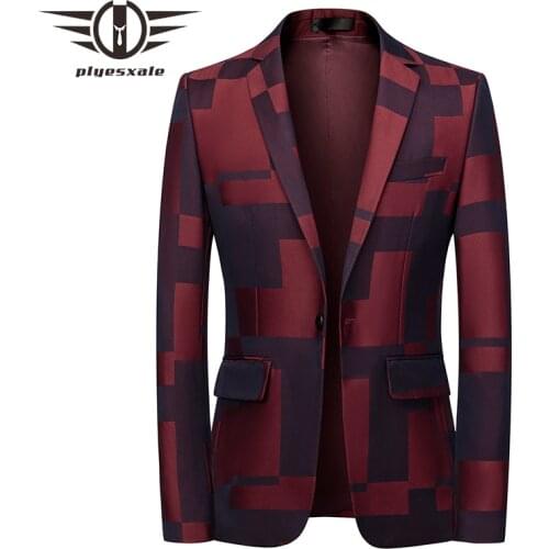 Spring Autumn Casual Blazer For Men Slim Fit Navy Blue Burgundy Homens Blazers High Quality 6XL Formal Terno Masculino Q798